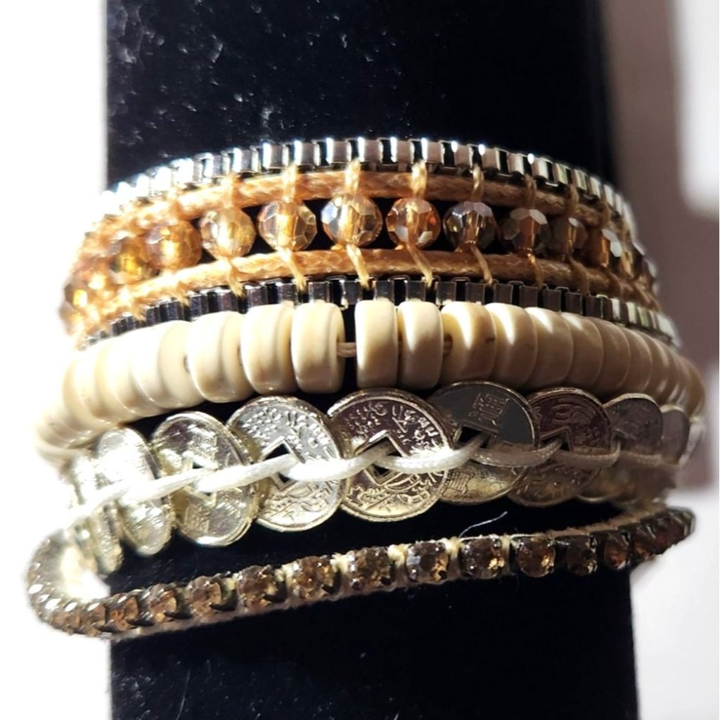 Mixed Material Bracelet Victoria Emerson Multi-Strand Neutral Womens Jewelry